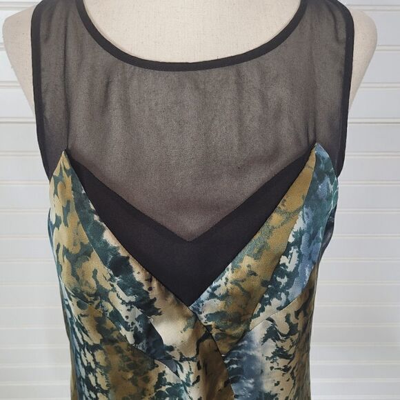 ARMANI EXCHANGE Blue Black Sleeveless Blouse Top Medium - Picture 2 of 9